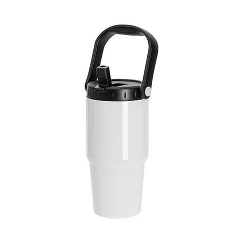 Tazza da viaggio in acciaio inox 600 ml con coperchio e boccaglio per sublimazione - bianco