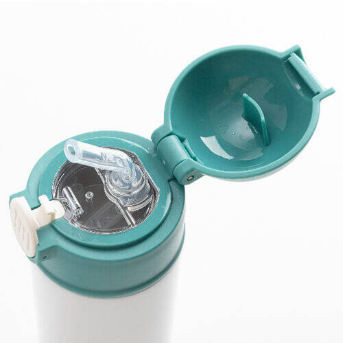 Borraccia - bottiglia per bambini da 360 ml per sublimazione - bianca con tappo verde