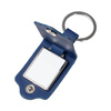 Portachiavi rettangolare in metallo con rivestimento in pelle per sublimazione - blu navy