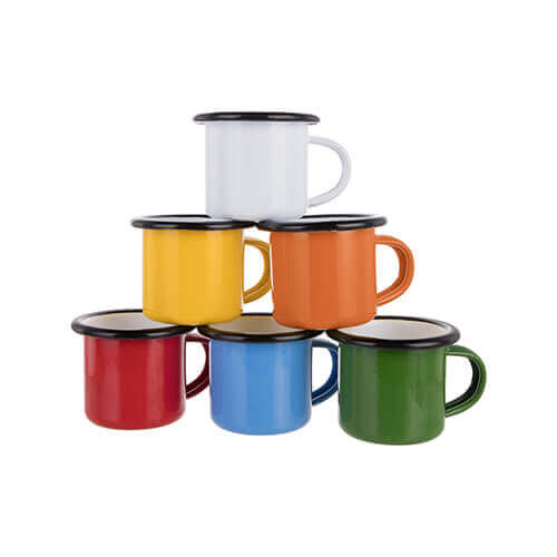 Tazza smaltato 100 ml con bordo nero Sublimazione Termostampa - giallo