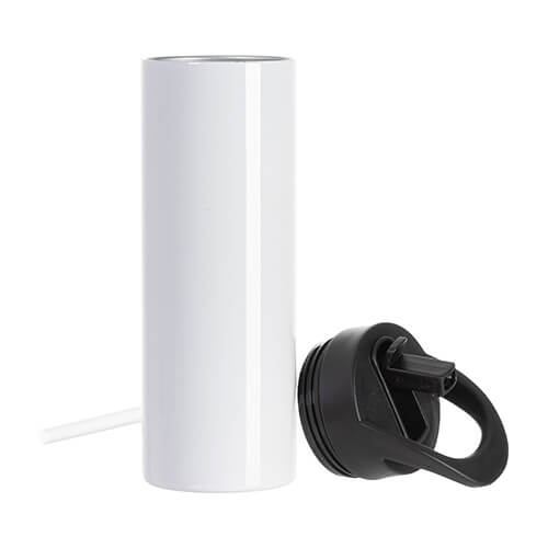 Borraccia - Bottiglia per bevande da 600 ml con coperchio con manico per sublimazione - bianco