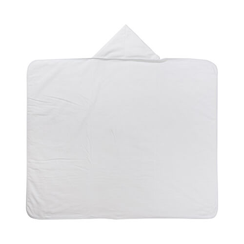 Coperta in microfibra e pile artico con cappuccio 150 x 130 cm per sublimazione - bianca