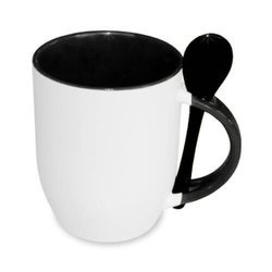 Tazza con cucchiaino nero JS Coating Sublimazione Termostampa