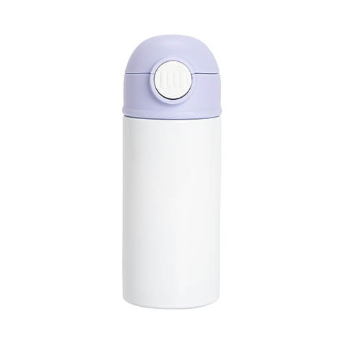 Borraccia - bottiglia per bambini da 360 ml per sublimazione - bianca con tappo viola