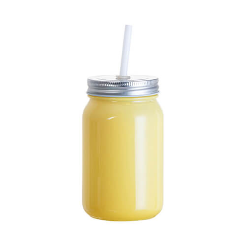 Tazza in vetro 450 ml Mason Jar Full Color senza manico per sublimazione - giallo