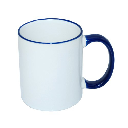 Tazza 330 ml ECO con il manico blu scuro Sublimazione Termostampa