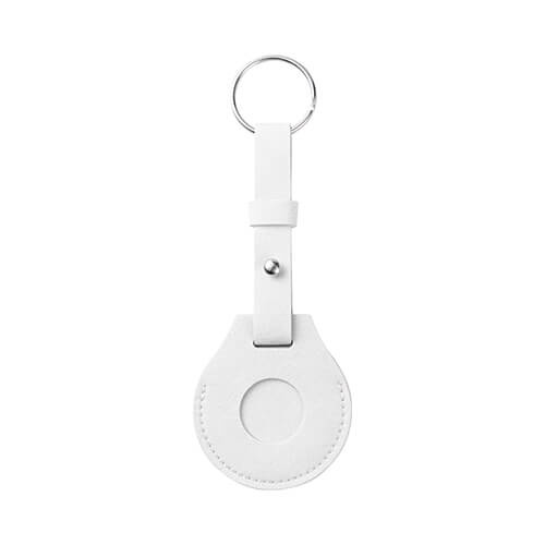 Portachiavi in ​​pelle con cintura / custodia AirTag per sublimazione - bianco