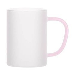 Vetro smerigliato da 360 ml con manico rosa per sublimazione