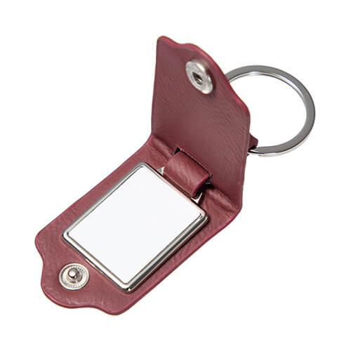 Portachiavi rettangolare in metallo con rivestimento in pelle per sublimazione - chiaretto