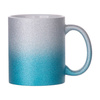 Tazza 330 ml con glitter per sublimazione - sfumatura argento-blu, con una scatola di cartone