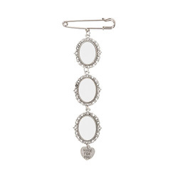 Spilla tripla ovale - spilla da balia con ciondolo a forma di cuore per sublimazione