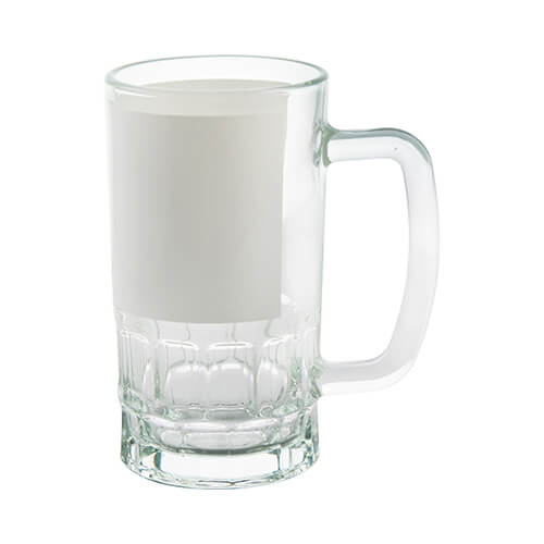 Tazza in vetro da 600 ml con cornice bianca per sublimazione