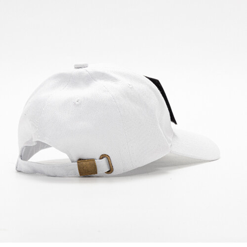 Cappello da baseball in cotone con patch rettangolare in velcro per sublimazione - bianco