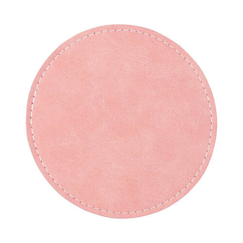 Sottobicchiere rotondo in pelle per sublimazione - rosa