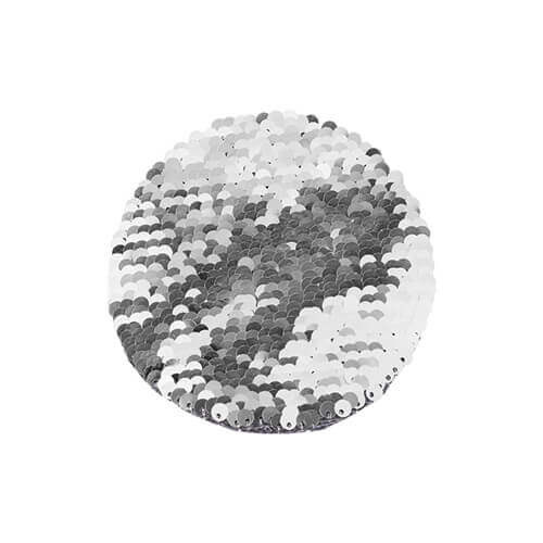 Patch paillettes bicolore da sublimare - cerchio argento Ø 10 cm