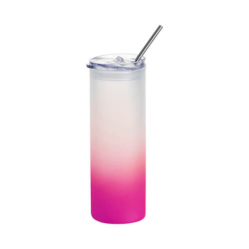 Tazza glassata da 750 ml con coperchio in plastica e cannuccia per sublimazione - sfumatura viola