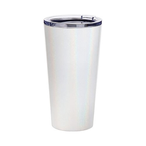 Bicchiere termico in acciaio inox da 480 ml per sublimazione - bianco iridescente