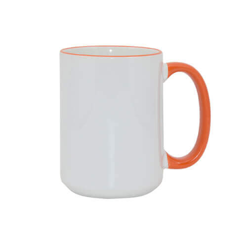 Tazza MAX 450 ml con il manico arancione Sublimazione Termostampa