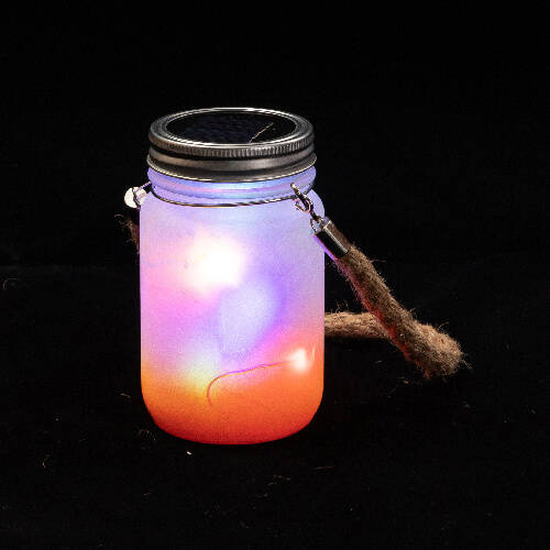 Lanterna da 450 ml con manico in corda - sfumatura arancione