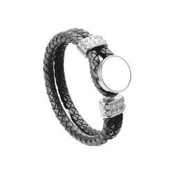 Bracciale in pelle intrecciata con cerchio per stampa sublimatica col. nero