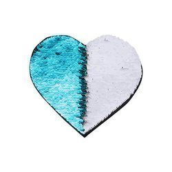 Patch paillettes cuore bicolore da sublimare - colore celeste 22 x 19,5 cm