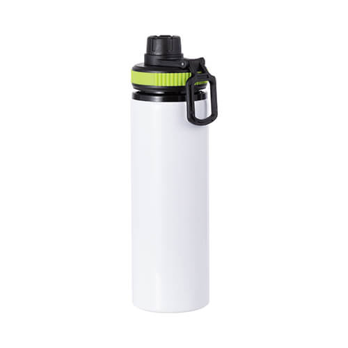 Borraccia in alluminio bianco da 850 ml con tappo a vite con inserto verde per sublimazione