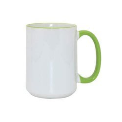 Tazza MAX 450 ml con il manico verde chiare Sublimazione Termostampa