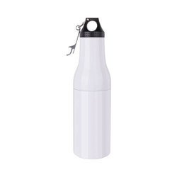 Contenitore in acciaio inox da 360 ml per bottiglia di birra con apri - bianco