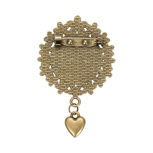 Spilla rotonda con ciondolo a forma di cuore per sublimazione