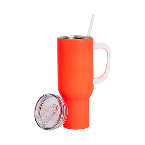 Tazza da viaggio in acciaio inossidabile da 1200 ml per sublimazione - arancione neon opaco