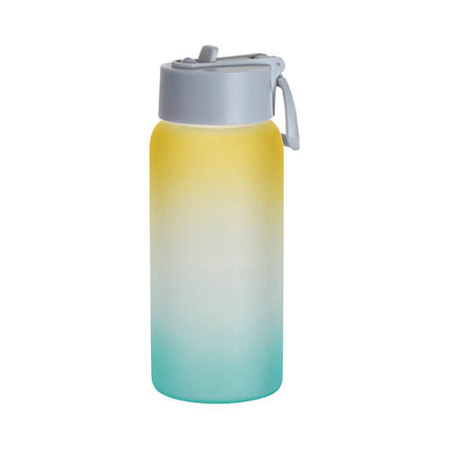 Borraccia sportiva in vetro satinato da 750 ml per sublimazione - verde-gialla