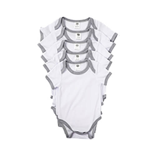 Body per bambini con maniche corte per la sublimazione - bordino grigio