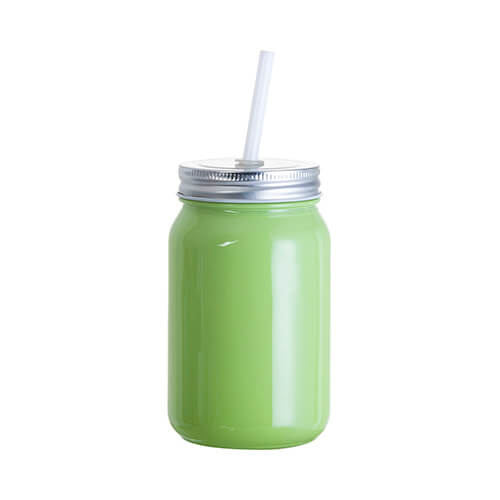 Tazza in vetro 450 ml Mason Jar Full Color senza manico per sublimazione - verde
