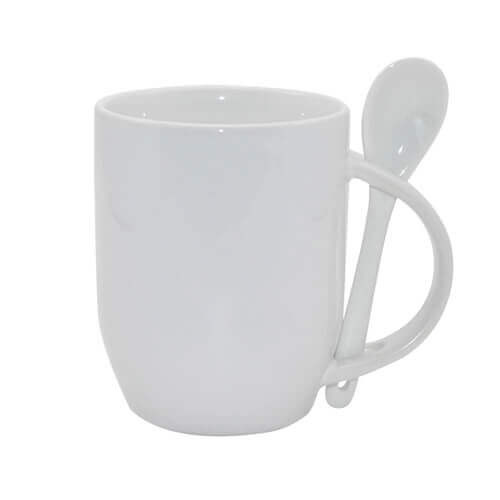 Tazza con cucchiaino bianco JS Coating Sublimazione Termostampa