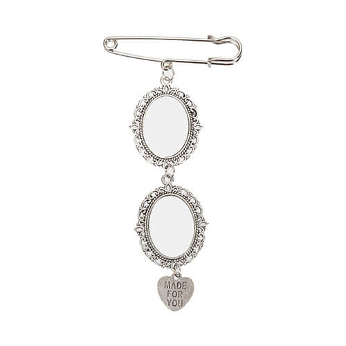 Spilla ovale doppia - spilla da balia con ciondolo a forma di cuore per sublimazione