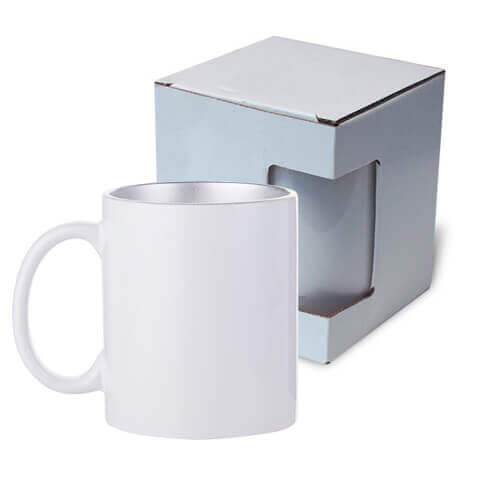 Tazza 330 ml con l'interno argento con la scatola Sublimazione Termostampa