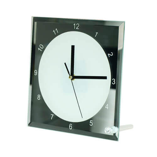 Orologio con cornice in vetro 20 x 20 cm Trasferimento termico a sublimazione