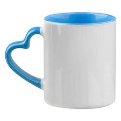 Tazza FUNNY con manico cuore Sublimazione Termostampa - celeste