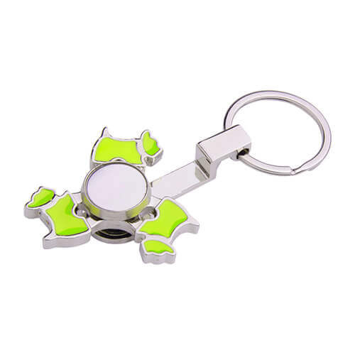 Portachiavi in metallo - spinner per sublimazione - Dog - verde