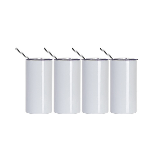 Set di 4 tazze con coperchio richiudibile e cannuccia 600 ml per la stampa