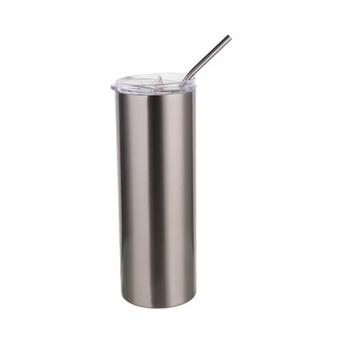 Tazza da 600 ml con cannuccia per sublimazione - d'argento