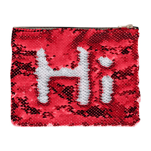 Beauty case 20,5 x 16 cm con paillettes rosse e bianche per sublimazione