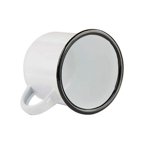 Tazza smaltato 340 ml con bordo nero Sublimazione Termostampa - bianco