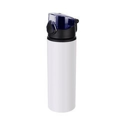 Borraccia in metallo da 750 ml - bianca con chiusura blu - da sublimare