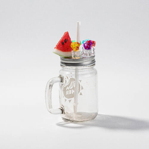 Mug Mason Jar 350 ml satinato senza manico per sublimazione - ghiaccio artificiale e anguria