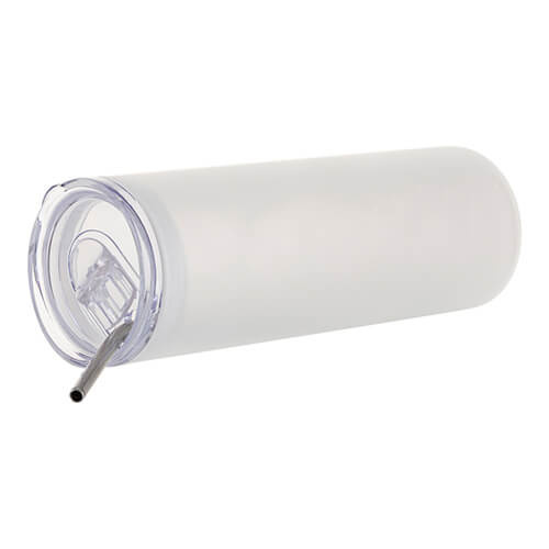 Tazza glassata da 750 ml con coperchio in plastica e cannuccia per sublimazione