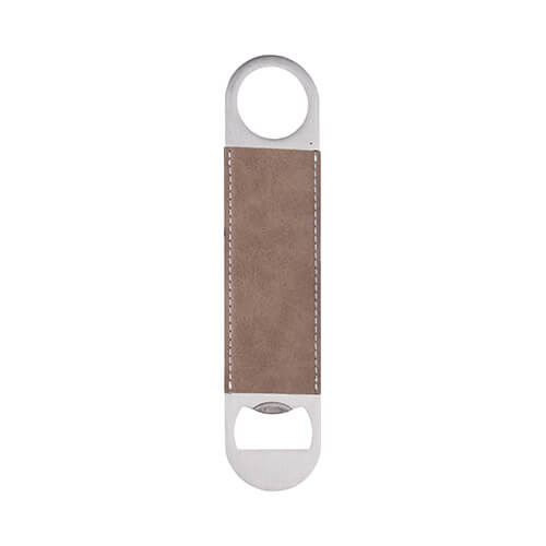 Apribottiglie 4 x 17,7 cm in acciaio e pelle per sublimazione - Grigio