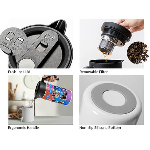 Caraffa termica per caffè in acciaio inox da 1200 ml per sublimazione - bianco