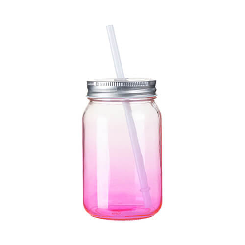Tazza in vetro Mason Jar da 450 ml senza manico per sublimazione - sfumatura Viola