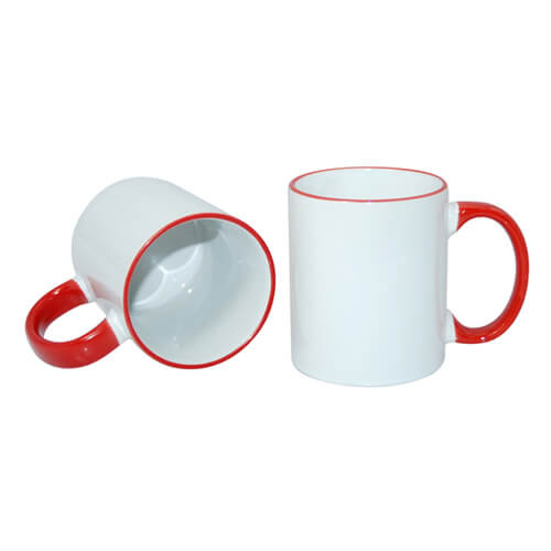 Tazza 330 ml con il manico rosso Sublimazione Termostampa